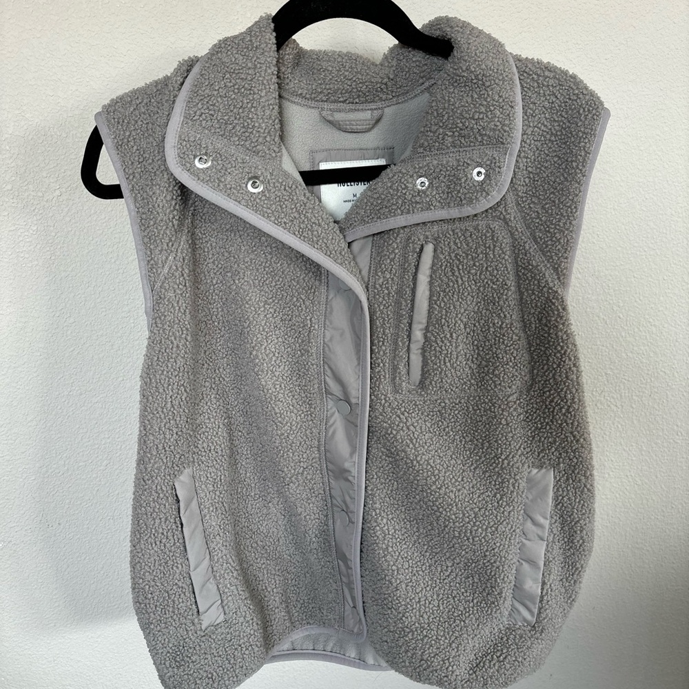 Hollister Light Gray Sherpa Jacket